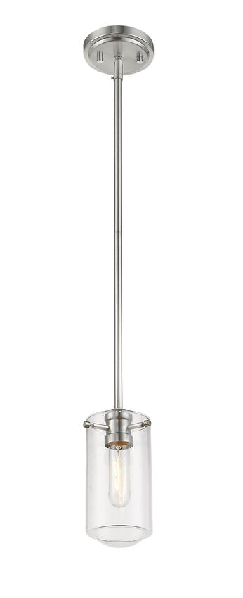 Z-Lite Delaney 4" 1-Light Brushed Nickel Mini Pendant Light With Clear Glass Shade