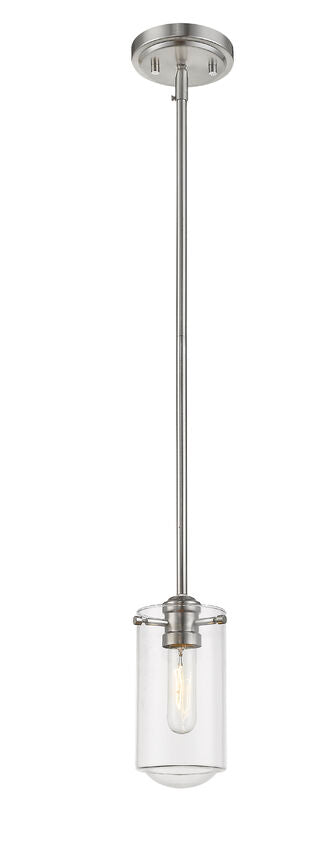 Z-Lite Delaney 4" 1-Light Brushed Nickel Mini Pendant Light With Clear Glass Shade