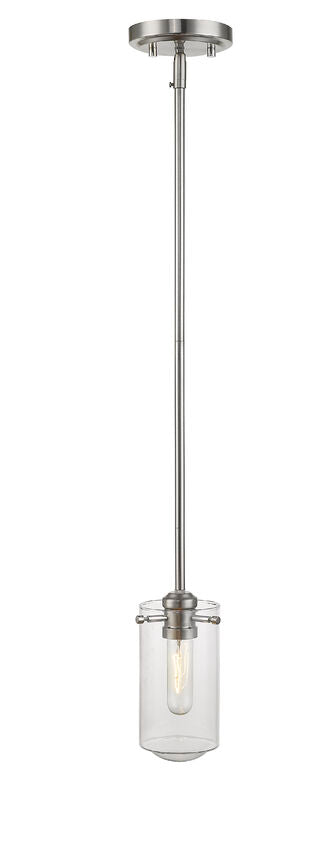 Z-Lite Delaney 4" 1-Light Brushed Nickel Mini Pendant Light With Clear Glass Shade