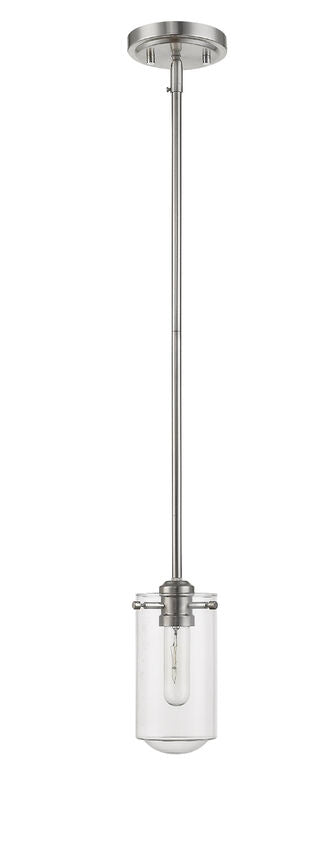 Z-Lite Delaney 4" 1-Light Brushed Nickel Mini Pendant Light With Clear Glass Shade