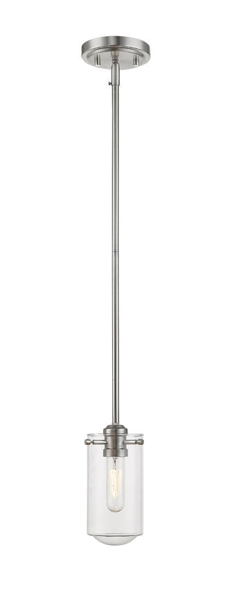 Z-Lite Delaney 4" 1-Light Brushed Nickel Mini Pendant Light With Clear Glass Shade