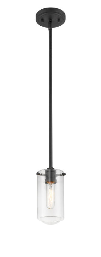 Z-Lite Delaney 4" 1-Light Matte Black Mini Pendant Light With Clear Glass Shade