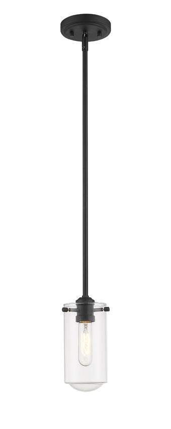 Z-Lite Delaney 4" 1-Light Matte Black Mini Pendant Light With Clear Glass Shade
