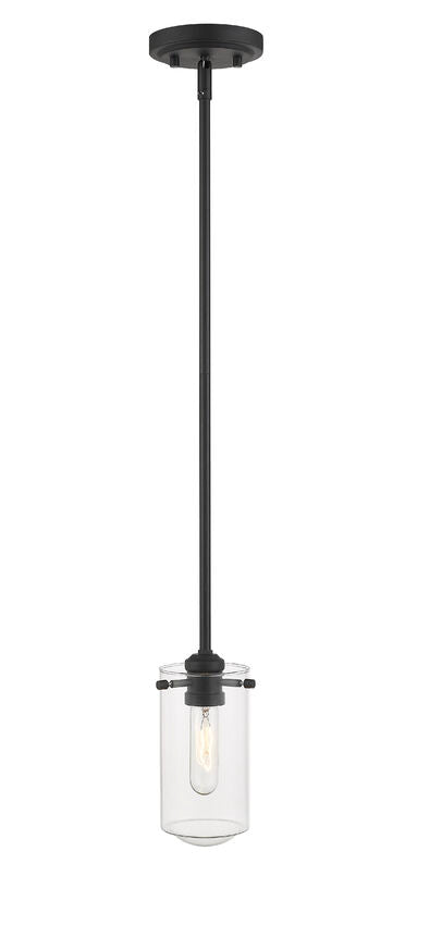 Z-Lite Delaney 4" 1-Light Matte Black Mini Pendant Light With Clear Glass Shade