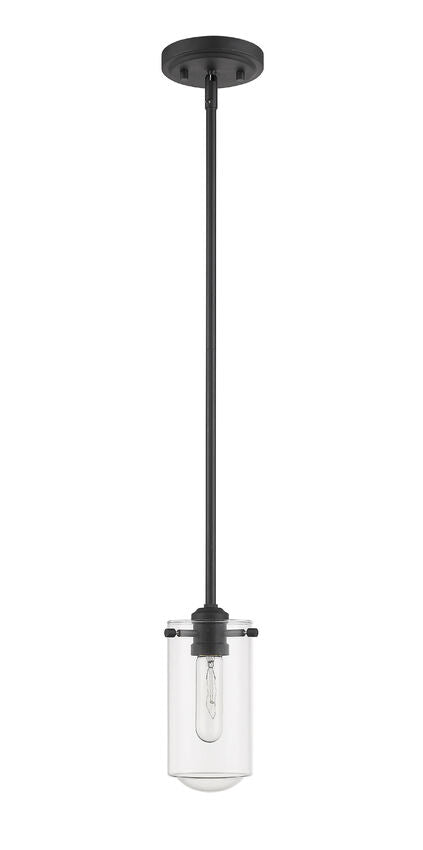 Z-Lite Delaney 4" 1-Light Matte Black Mini Pendant Light With Clear Glass Shade