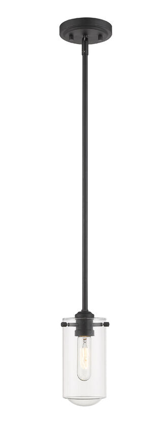 Z-Lite Delaney 4" 1-Light Matte Black Mini Pendant Light With Clear Glass Shade