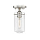 Z-Lite Delaney 5" 1-Light Brushed Nickel Flush Mount Lighting With Clear Glass Shade