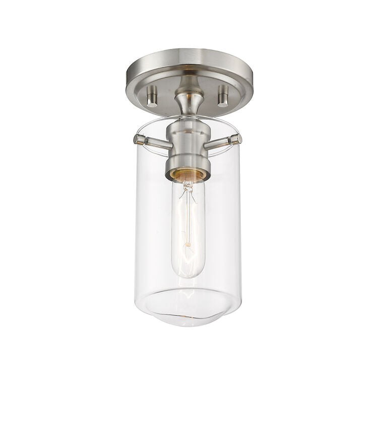 Z-Lite Delaney 5" 1-Light Brushed Nickel Flush Mount Lighting With Clear Glass Shade