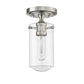 Z-Lite Delaney 5" 1-Light Brushed Nickel Flush Mount Lighting With Clear Glass Shade