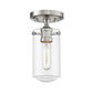 Z-Lite Delaney 5" 1-Light Brushed Nickel Flush Mount Lighting With Clear Glass Shade