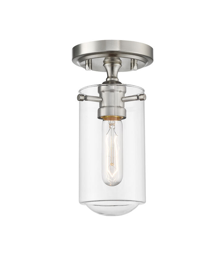 Z-Lite Delaney 5" 1-Light Brushed Nickel Flush Mount Lighting With Clear Glass Shade