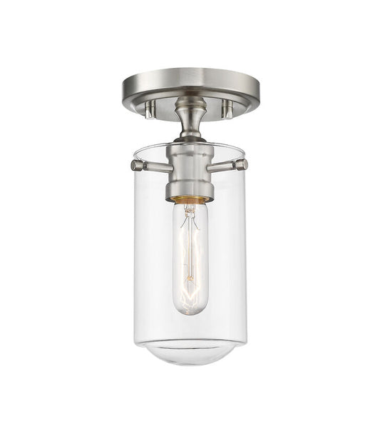 Z-Lite Delaney 5" 1-Light Brushed Nickel Flush Mount Lighting With Clear Glass Shade