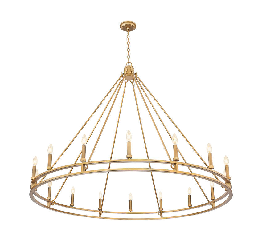 Z-Lite Dennison 16-Light Candelabra Bulb Base Signature Brass Steel Frame Chandelier