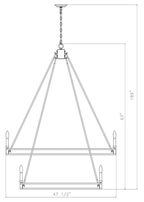 Z-Lite Dennison 20-Light Candelabra Bulb Base Matte Black Steel Chandelier
