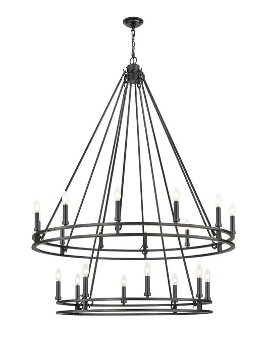 Z-Lite Dennison 20-Light Candelabra Bulb Base Matte Black Steel Chandelier