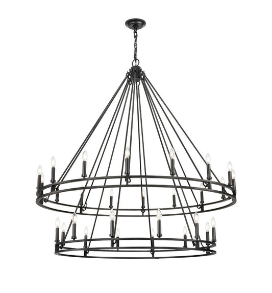 Z-Lite Dennison 28-Light Candelabra Bulb Base Matte Black Steel Chandelier