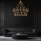 Z-Lite Dennison 28-Light Candelabra Bulb Base Signature Brass Steel Frame Chandelier