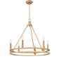 Z-Lite Dennison 6-Light Candelabra Bulb Base Signature Brass Steel Frame Chandelier