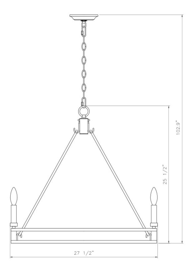 Z-Lite Dennison 6-Light Candelabra Bulb Base Signature Brass Steel Frame Chandelier