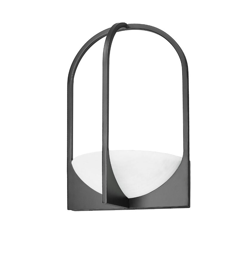 Z-Lite Devon 12" 2-Light Matte Black Steel and Sand Blast Glass Shade Wall Sconce