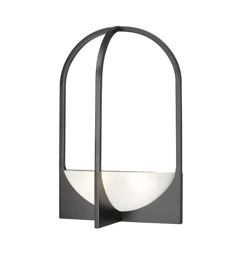 Z-Lite Devon 12" 2-Light Matte Black Steel and Sand Blast Glass Shade Wall Sconce