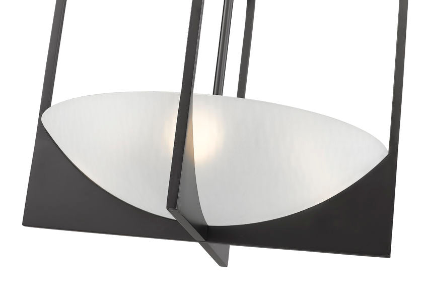 Z-Lite Devon 18" 4-Light Matte Black Steel and Sand Blast Glass Shade Pendant Light