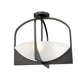 Z-Lite Devon 18" 4-Light Matte Black Steel and Sand Blast Glass Shade Semi Flush Mount Light