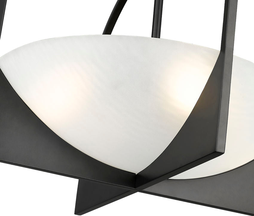 Z-Lite Devon 18" 4-Light Matte Black Steel and Sand Blast Glass Shade Semi Flush Mount Light