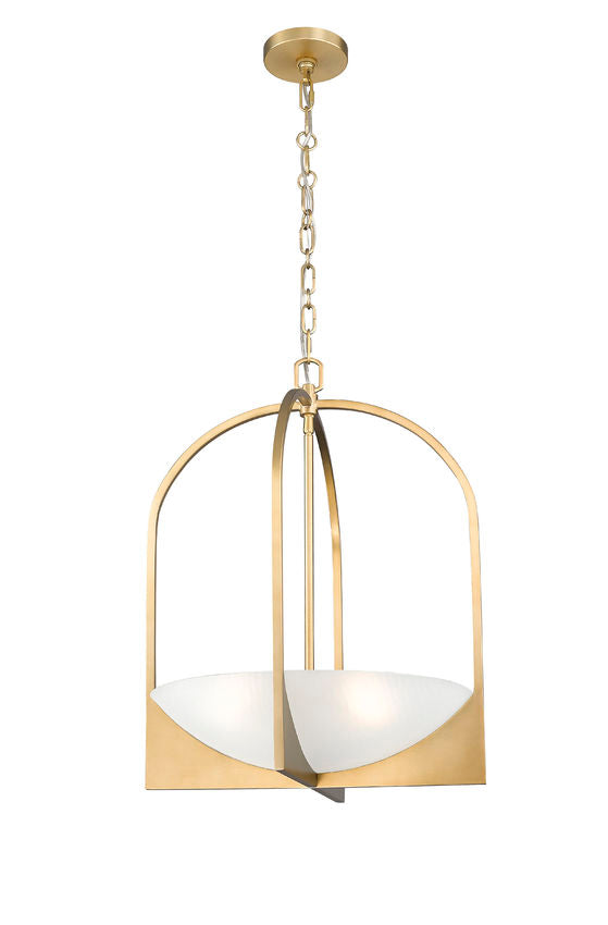 Z-Lite Devon 18" 4-Light Modern Gold Steel and Sand Blast Glass Shade Pendant Light