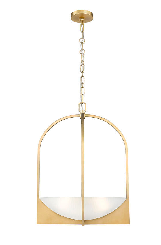 Z-Lite Devon 18" 4-Light Modern Gold Steel and Sand Blast Glass Shade Pendant Light