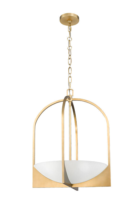 Z-Lite Devon 18" 4-Light Modern Gold Steel and Sand Blast Glass Shade Pendant Light