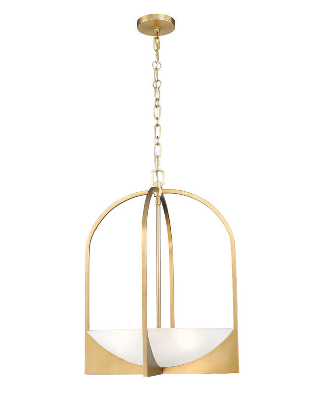Z-Lite Devon 18" 4-Light Modern Gold Steel and Sand Blast Glass Shade Pendant Light