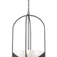 Z-Lite Devon 24" 6-Light Matte Black Steel and Sand Blast Glass Shade Chandelier