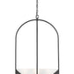 Z-Lite Devon 24" 6-Light Matte Black Steel and Sand Blast Glass Shade Chandelier