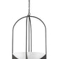 Z-Lite Devon 24" 6-Light Matte Black Steel and Sand Blast Glass Shade Chandelier
