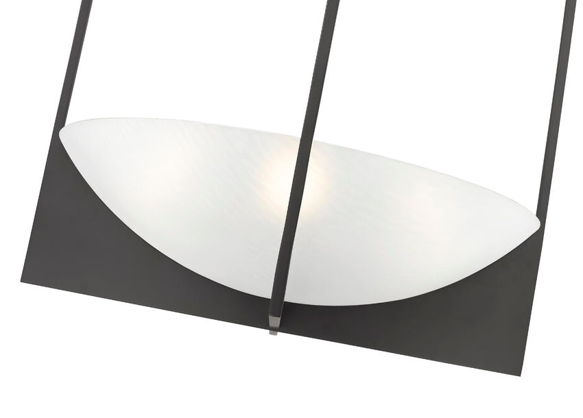 Z-Lite Devon 24" 6-Light Matte Black Steel and Sand Blast Glass Shade Chandelier