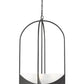 Z-Lite Devon 24" 6-Light Matte Black Steel and Sand Blast Glass Shade Chandelier