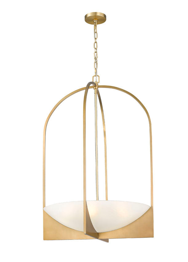 Z-Lite Devon 24" 6-Light Modern Gold Steel and Sand Blast Glass Shade Chandelier