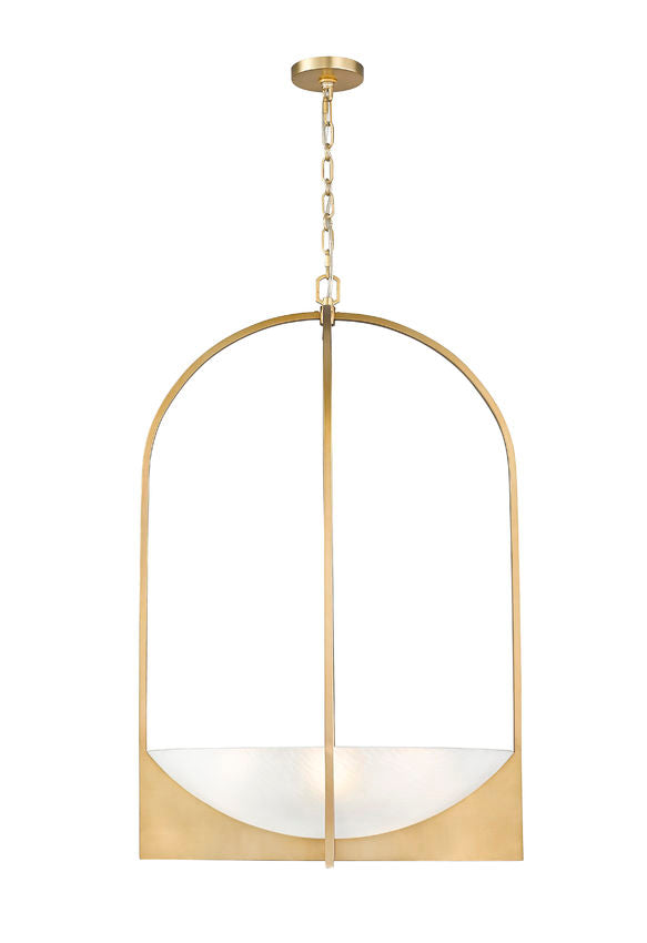 Z-Lite Devon 24" 6-Light Modern Gold Steel and Sand Blast Glass Shade Chandelier