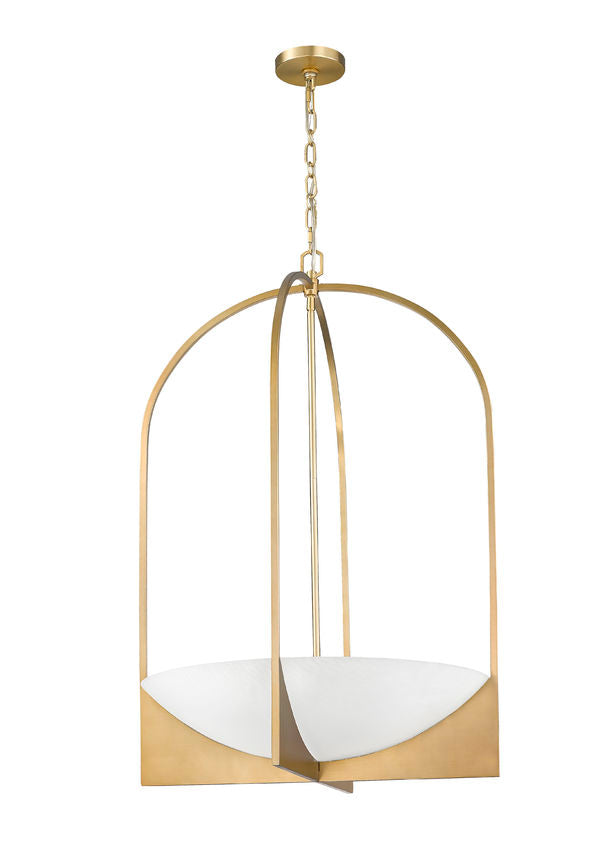 Z-Lite Devon 24" 6-Light Modern Gold Steel and Sand Blast Glass Shade Chandelier