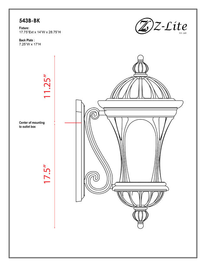 Z-Lite Doma 14" 5-Light Black Outdoor Wall Sconce With Water Glass Shade