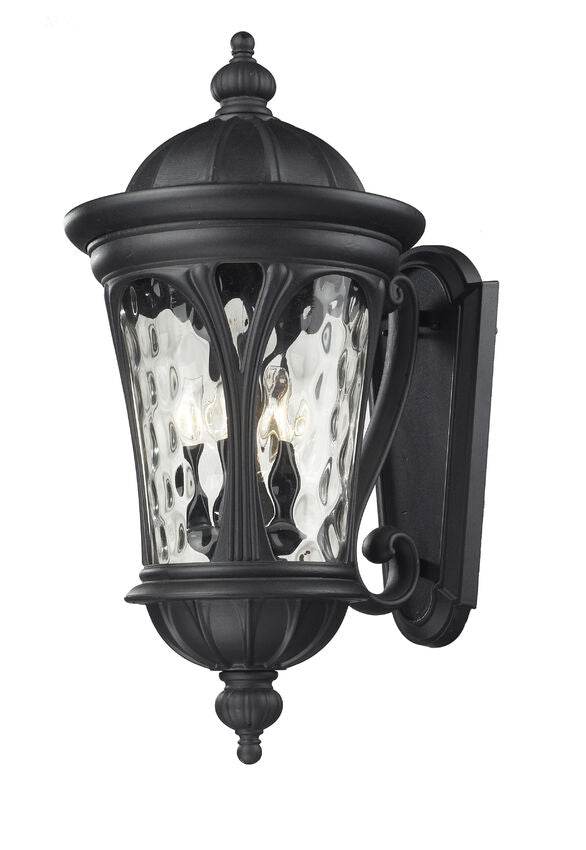 Z-Lite Doma 14" 5-Light Black Outdoor Wall Sconce With Water Glass Shade