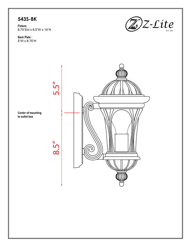 Z-Lite Doma 7" 1-Light Black Outdoor Wall Sconce With Water Glass Shade