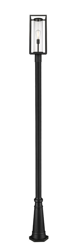 Z-Lite Dunbroch 10" W x 116" H 1-Light Black Aluminum Frame Clear Glass Shade Outdoor Post Mounted Fixture