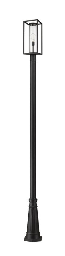 Z-Lite Dunbroch 10" W x 116" H 1-Light Black Aluminum Frame Clear Glass Shade Outdoor Post Mounted Fixture