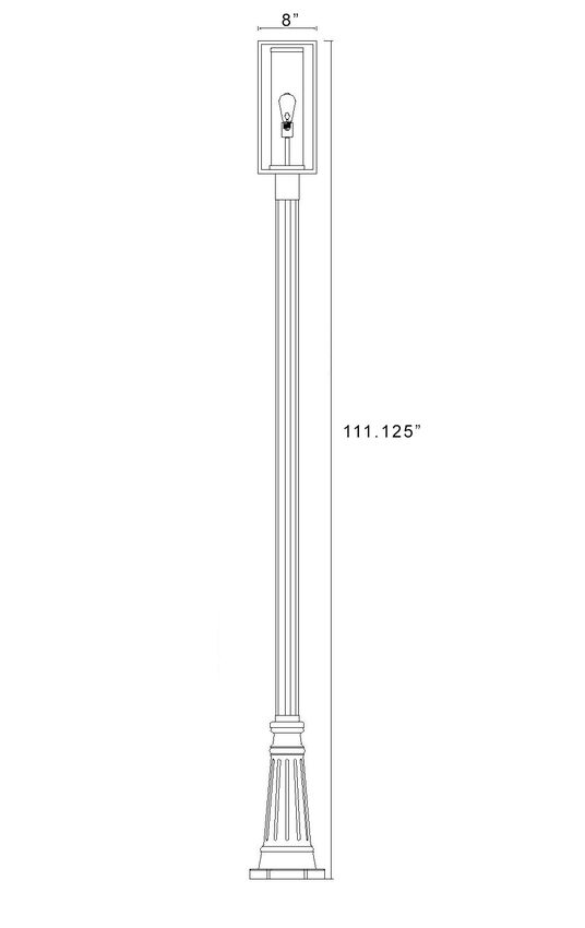 Z-Lite Dunbroch 10" W x 116" H 1-Light Black Aluminum Frame Clear Glass Shade Outdoor Post Mounted Fixture