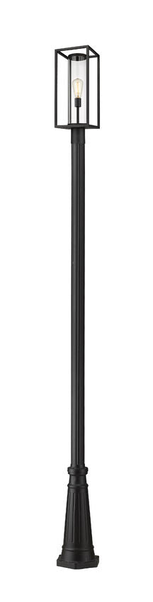 Z-Lite Dunbroch 10" W x 116" H 1-Light Black Aluminum Frame Clear Glass Shade Outdoor Post Mounted Fixture