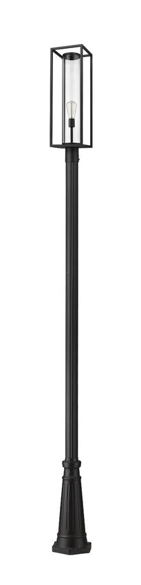 Z-Lite Dunbroch 10" W x 122" H 1-Light Black Aluminum Clear Glass Shade Outdoor Post Mounted Fixture