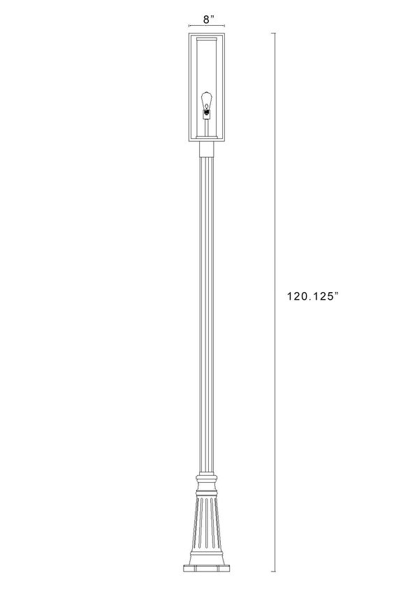 Z-Lite Dunbroch 10" W x 122" H 1-Light Black Aluminum Clear Glass Shade Outdoor Post Mounted Fixture