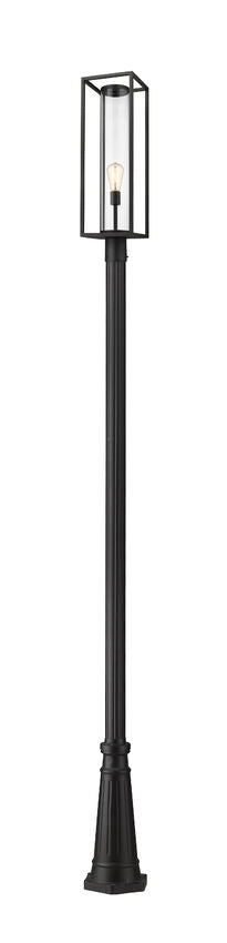 Z-Lite Dunbroch 10" W x 122" H 1-Light Black Aluminum Clear Glass Shade Outdoor Post Mounted Fixture